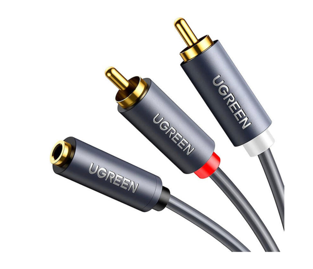 UGREEN AV102 Kabel 2x RCA Cinch jack 3.5 mm 1m czarny - 1488937 - zdjęcie